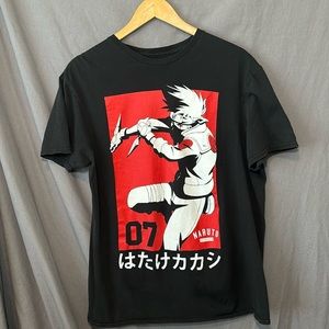 Anime T-Shirt Black with Kakashi from Naruto - Large